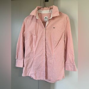 Vintage LACOSTE Coral Striped Women's Button Down